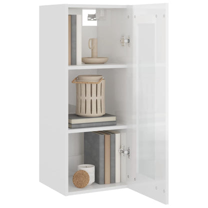 vidaXL Hanging Wall Cabinet High Gloss White 34.5x34x90 cm