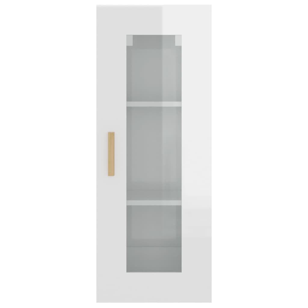 vidaXL Hanging Wall Cabinet High Gloss White 34.5x34x90 cm