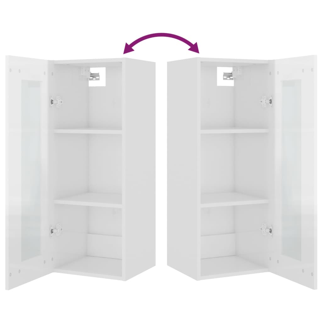 vidaXL Hanging Wall Cabinet High Gloss White 34.5x34x90 cm