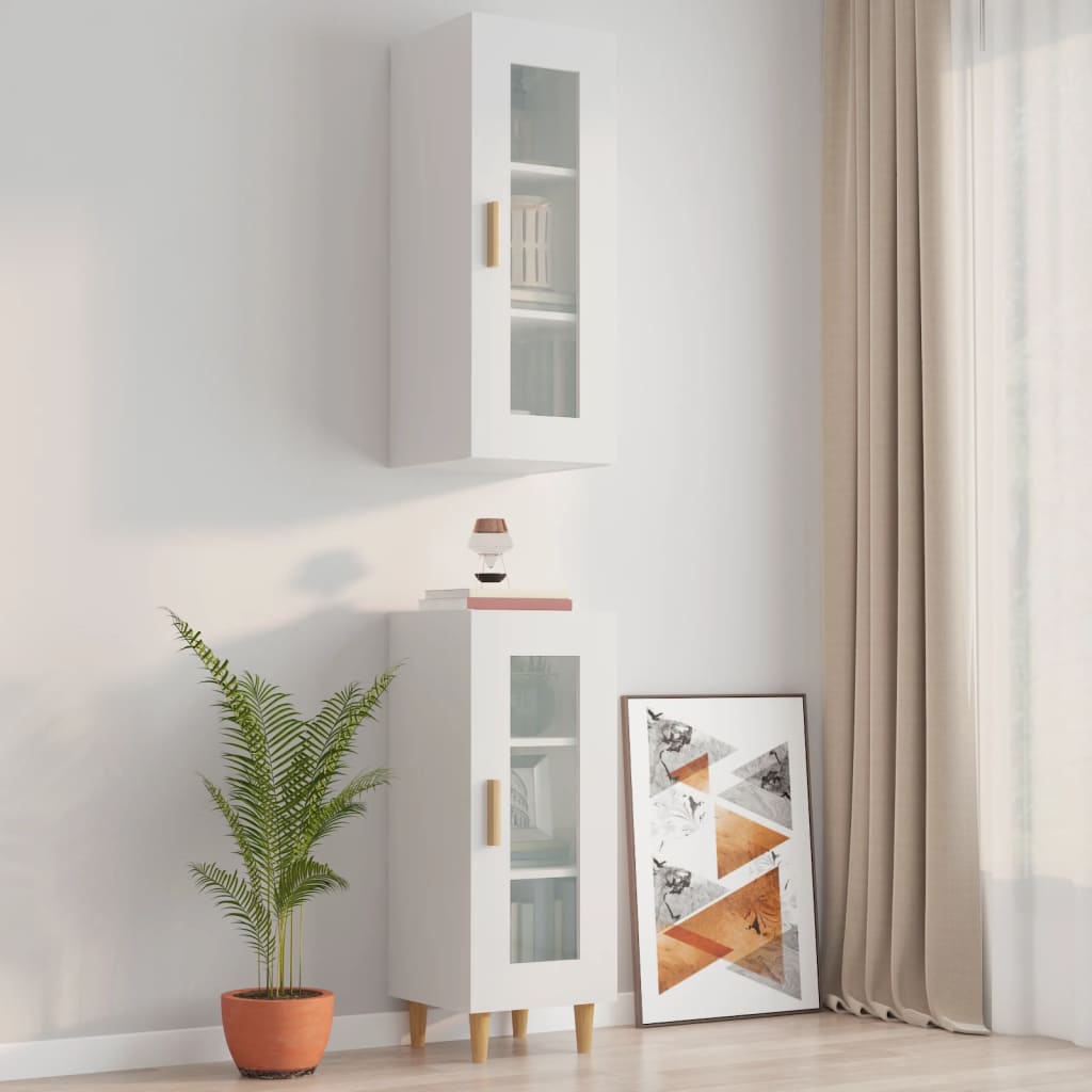 vidaXL Hanging Wall Cabinet High Gloss White 34.5x34x90 cm