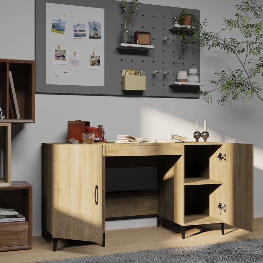 vidaXL Desk Sonoma Oak 140x50x75 cm Engineered Wood