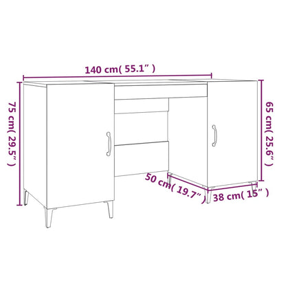 vidaXL Desk Sonoma Oak 140x50x75 cm Engineered Wood