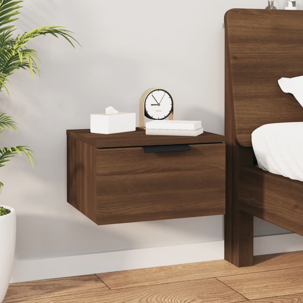 vidaXL Wall-mounted Bedside Cabinets 2 pcs Brown Oak 34x30x20 cm