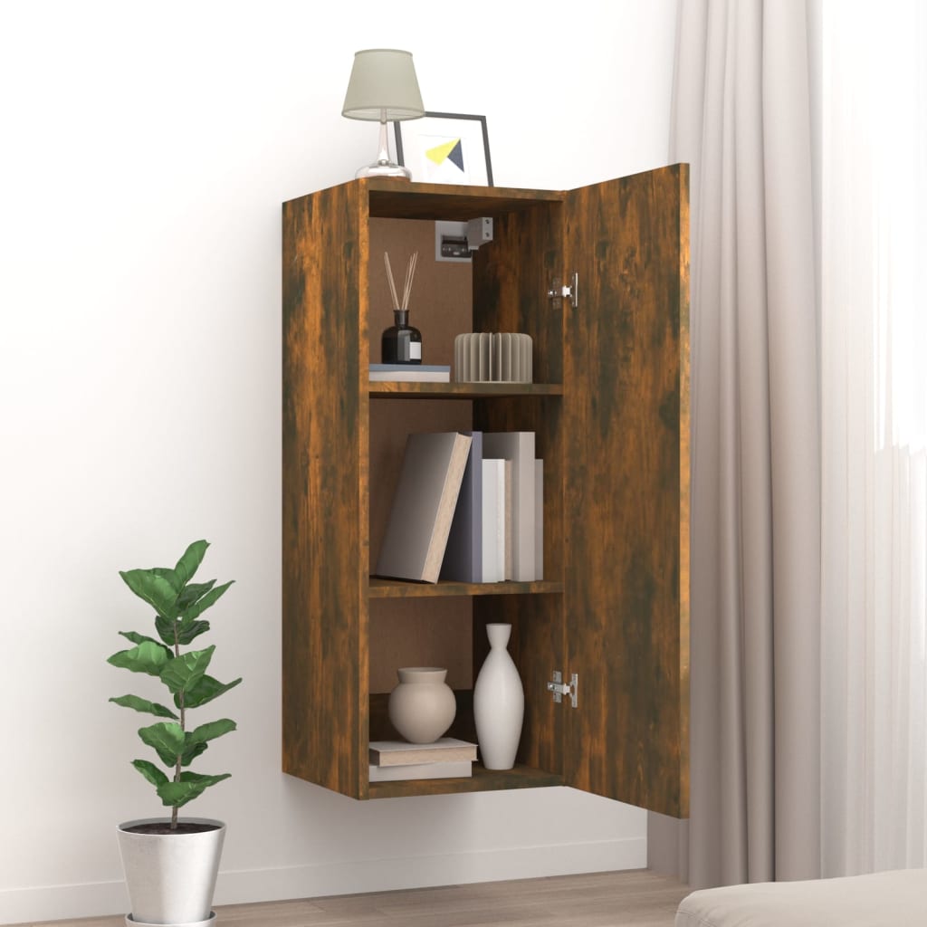 vidaXL Wall Cabinet Smoked Oak 34.5x34x90 cm Engineered Wood