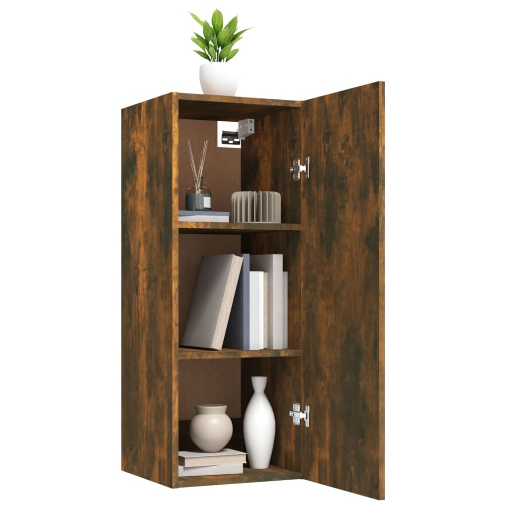 vidaXL Wall Cabinet Smoked Oak 34.5x34x90 cm Engineered Wood