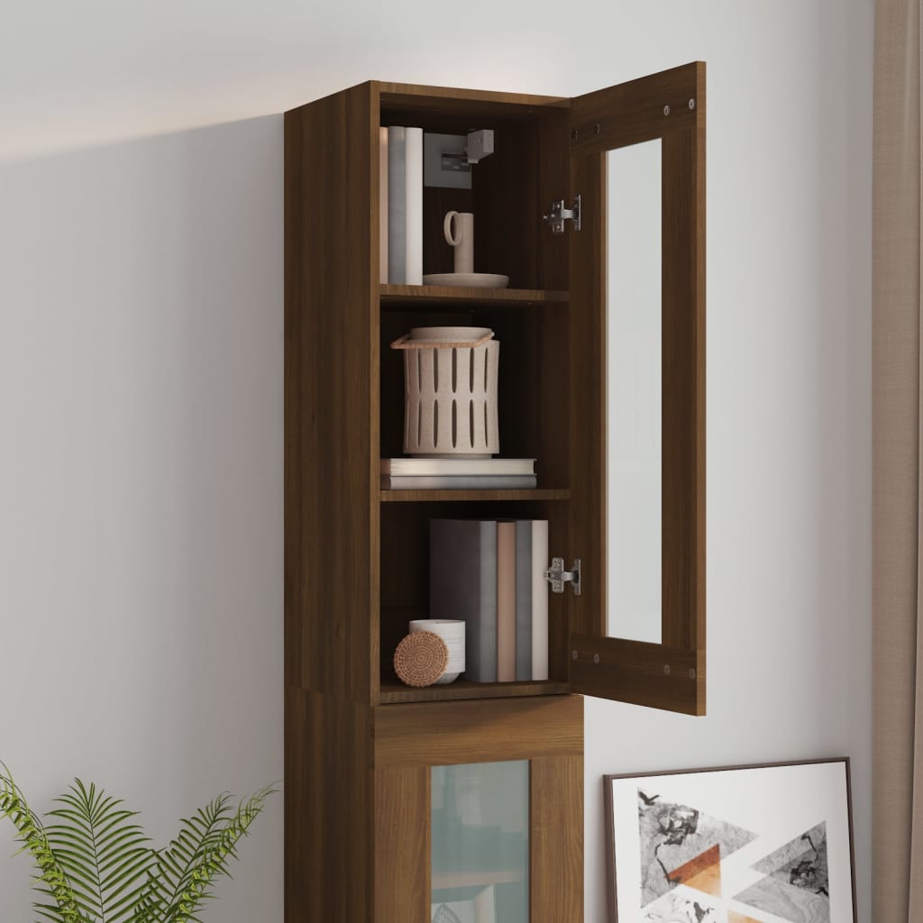 vidaXL Hanging Wall Cabinet Brown Oak 34.5x34x90 cm