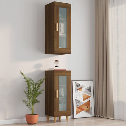 vidaXL Hanging Wall Cabinet Brown Oak 34.5x34x90 cm