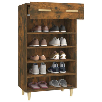 vidaXL Shoe Cabinet Smoked Oak 60x35x105 cm Engineered Wood