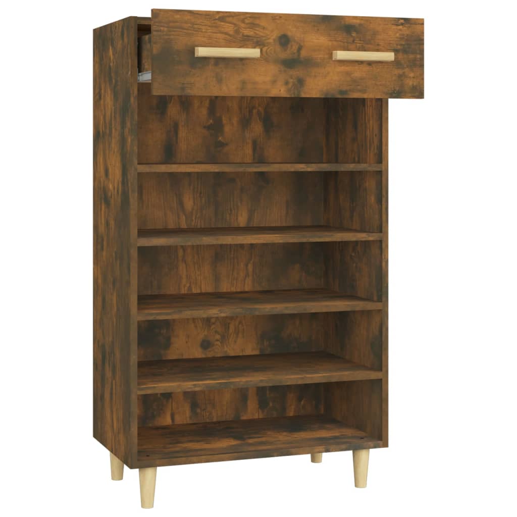 vidaXL Shoe Cabinet Smoked Oak 60x35x105 cm Engineered Wood