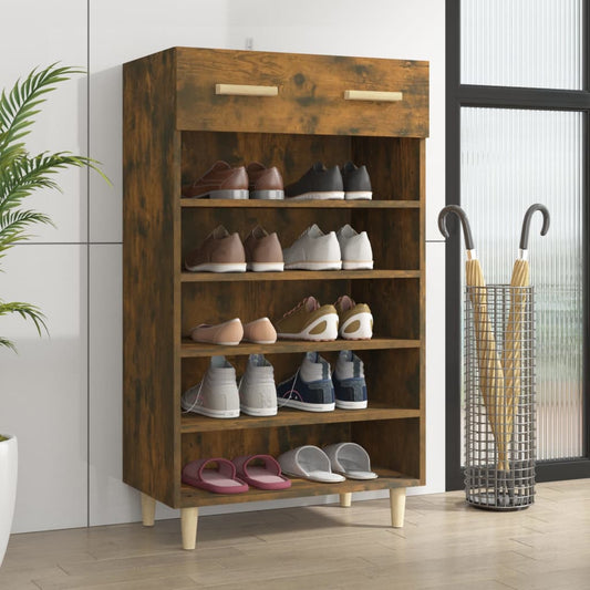 vidaXL Shoe Cabinet Smoked Oak 60x35x105 cm Engineered Wood