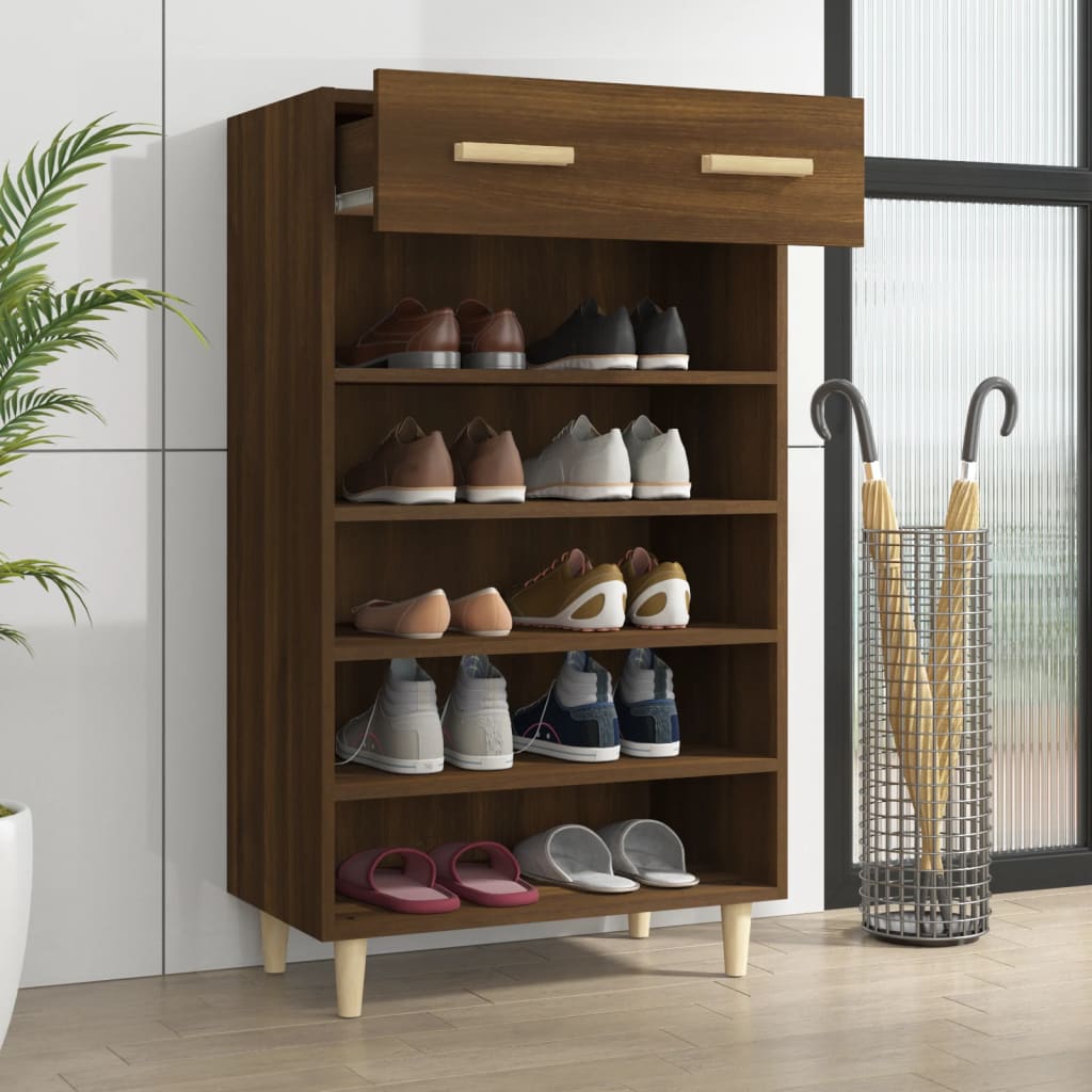 vidaXL Shoe Cabinet Brown Oak 60x35x105 cm Engineered Wood