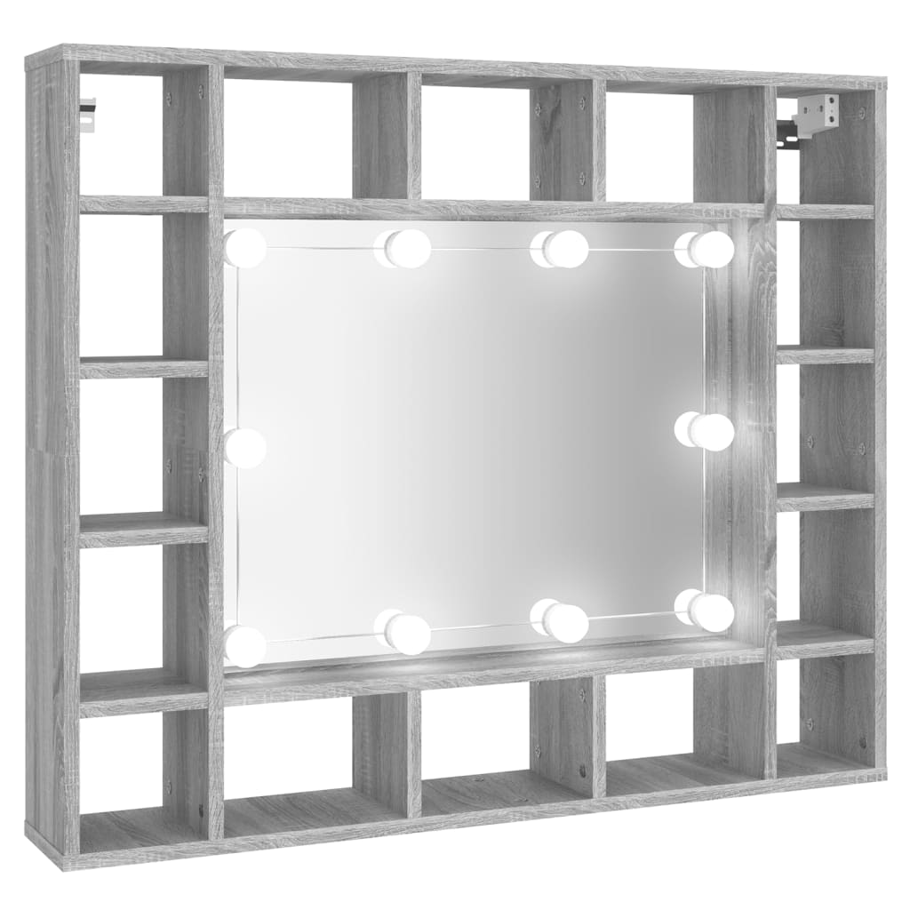 vidaXL Mirror Cabinet with LED Grey Sonoma 91x15x76.5 cm