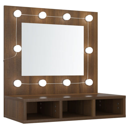 vidaXL Mirror Cabinet with LED Brown Oak 60x31.5x62 cm