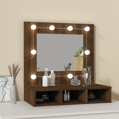 vidaXL Mirror Cabinet with LED Brown Oak 60x31.5x62 cm