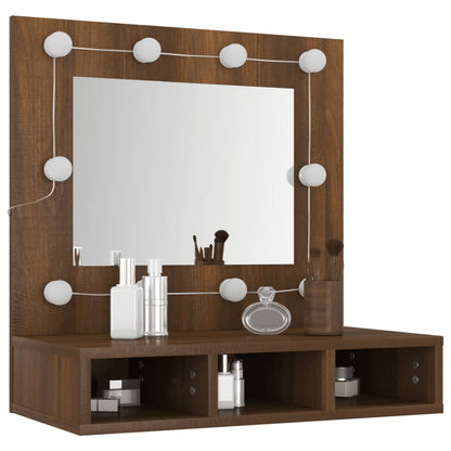 vidaXL Mirror Cabinet with LED Brown Oak 60x31.5x62 cm