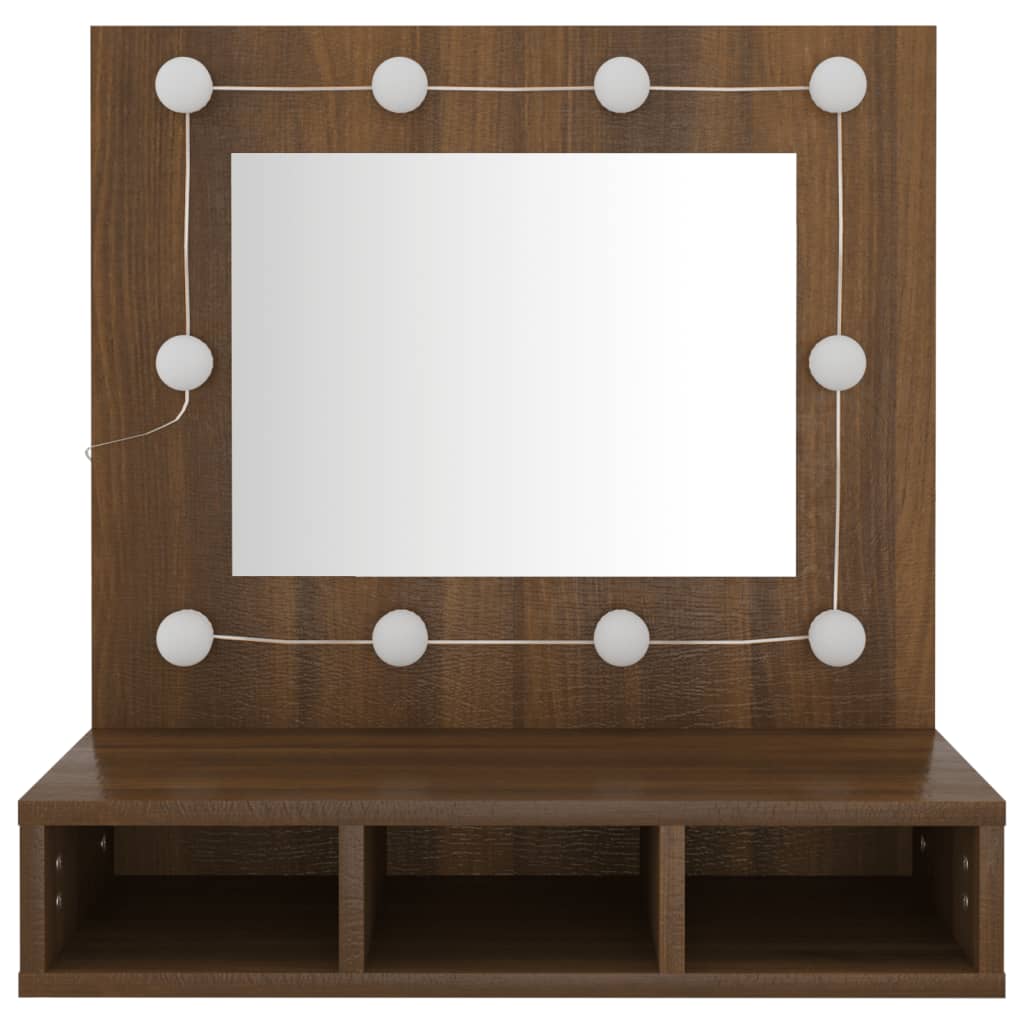 vidaXL Mirror Cabinet with LED Brown Oak 60x31.5x62 cm