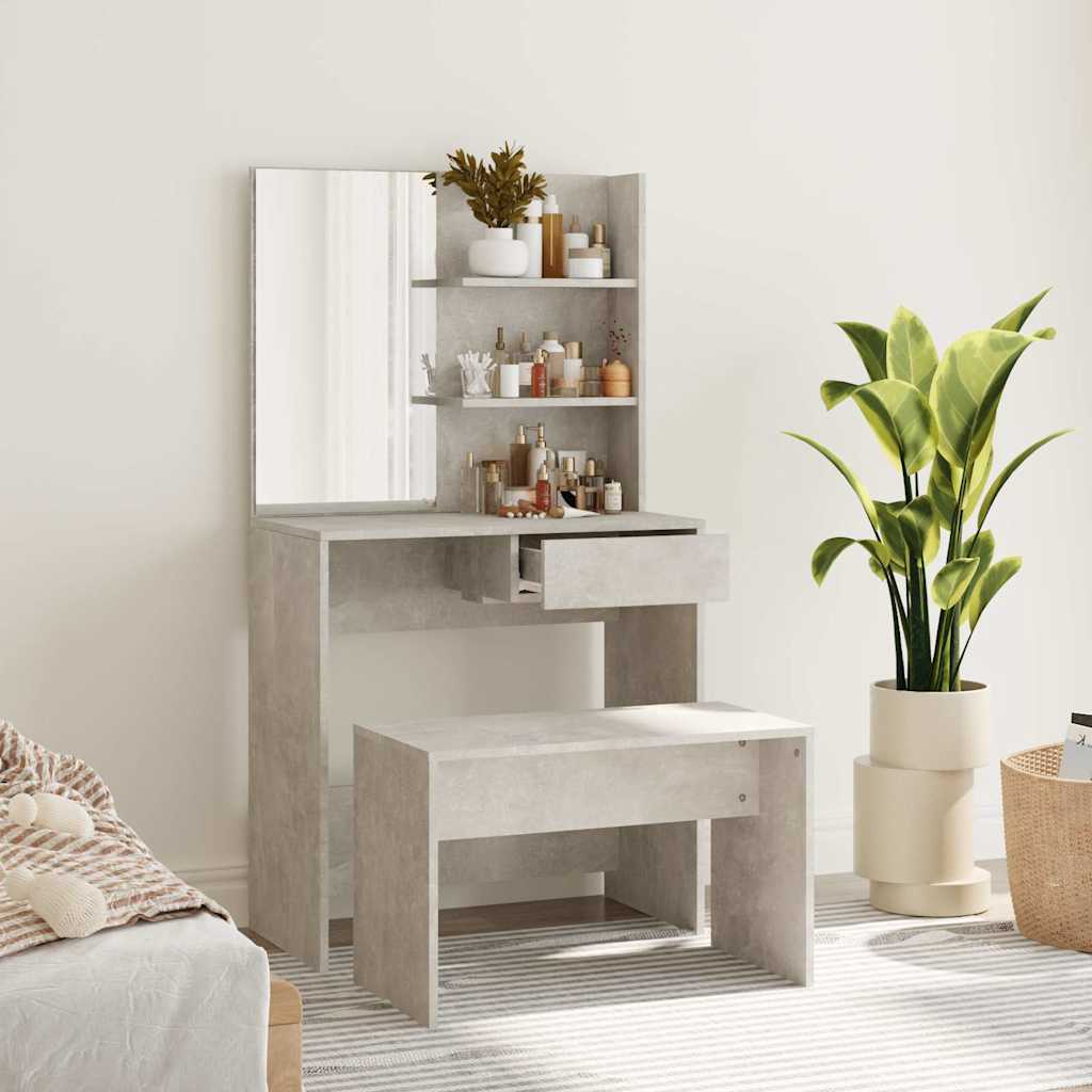 Dressing Table Set 74,5x40x141 cm Concrete grey