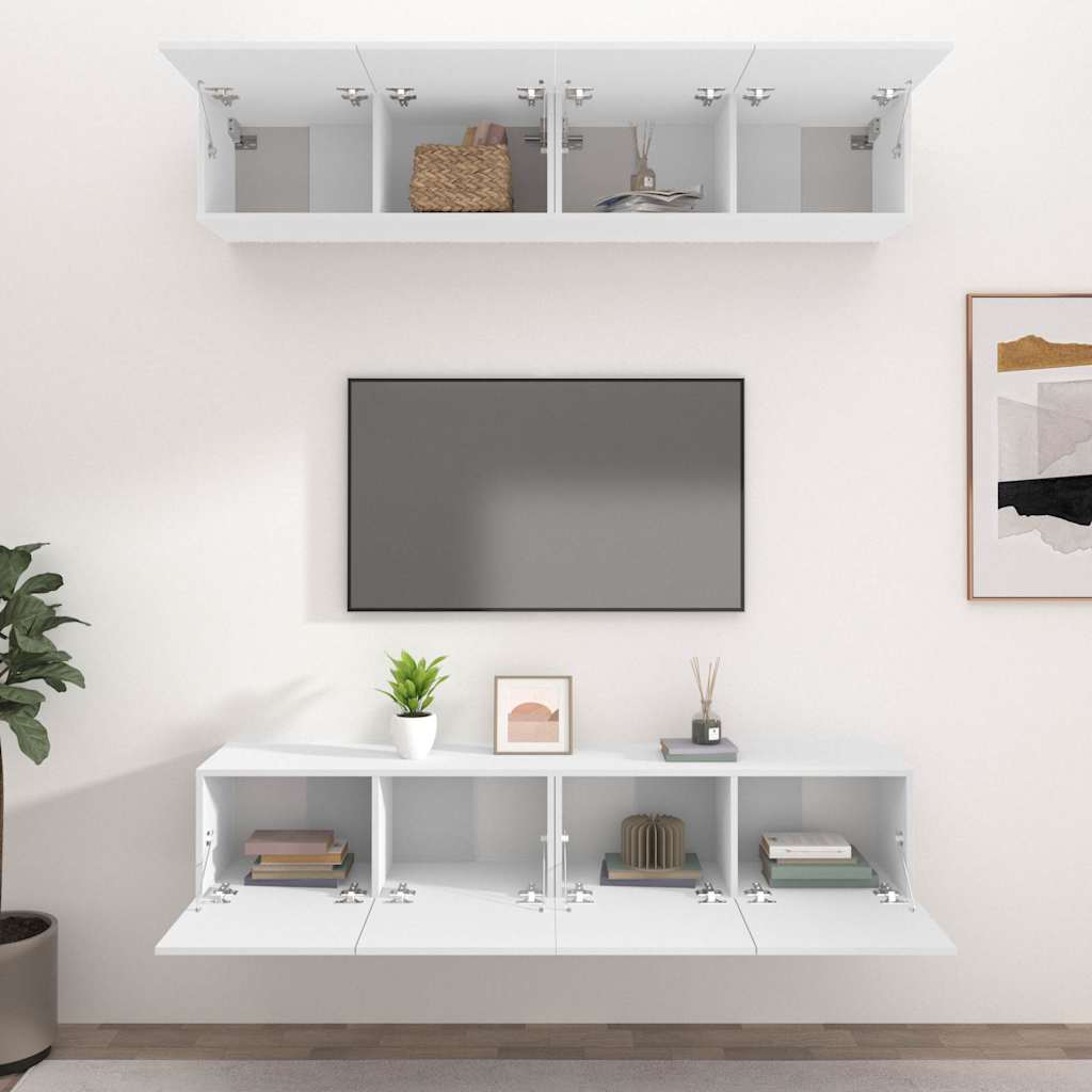 4 Piece Wall-mounted TV Cabinet Set 100x30x30 cm White 80 cm