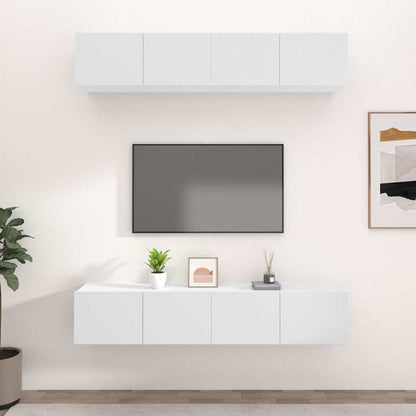 4 Piece Wall-mounted TV Cabinet Set 100x30x30 cm White 80 cm