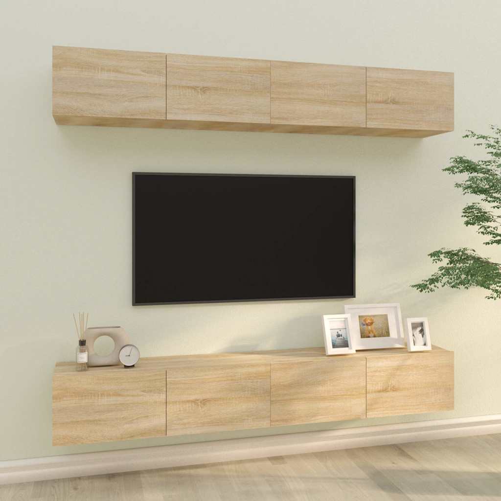 4 Piece Wall-mounted TV Cabinet Set 100x30x30 cm Sonoma oak 100 cm