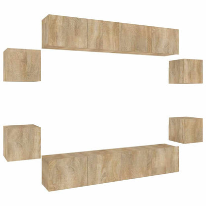TV Cabinet Set Engineered Wood 8 pcs Width 80 cm Sonoma oak