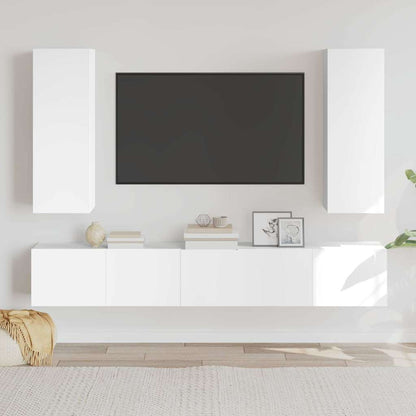 TV Cabinet Set Engineered Wood White 80 cm 5