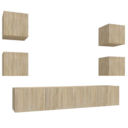 TV Cabinet Set Engineered Wood 6 pcs 80 cm