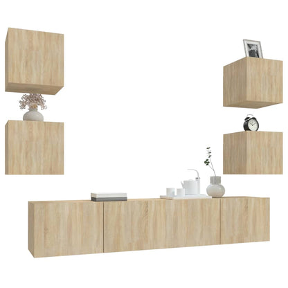 TV Cabinet Set Engineered Wood 6 pcs 80 cm