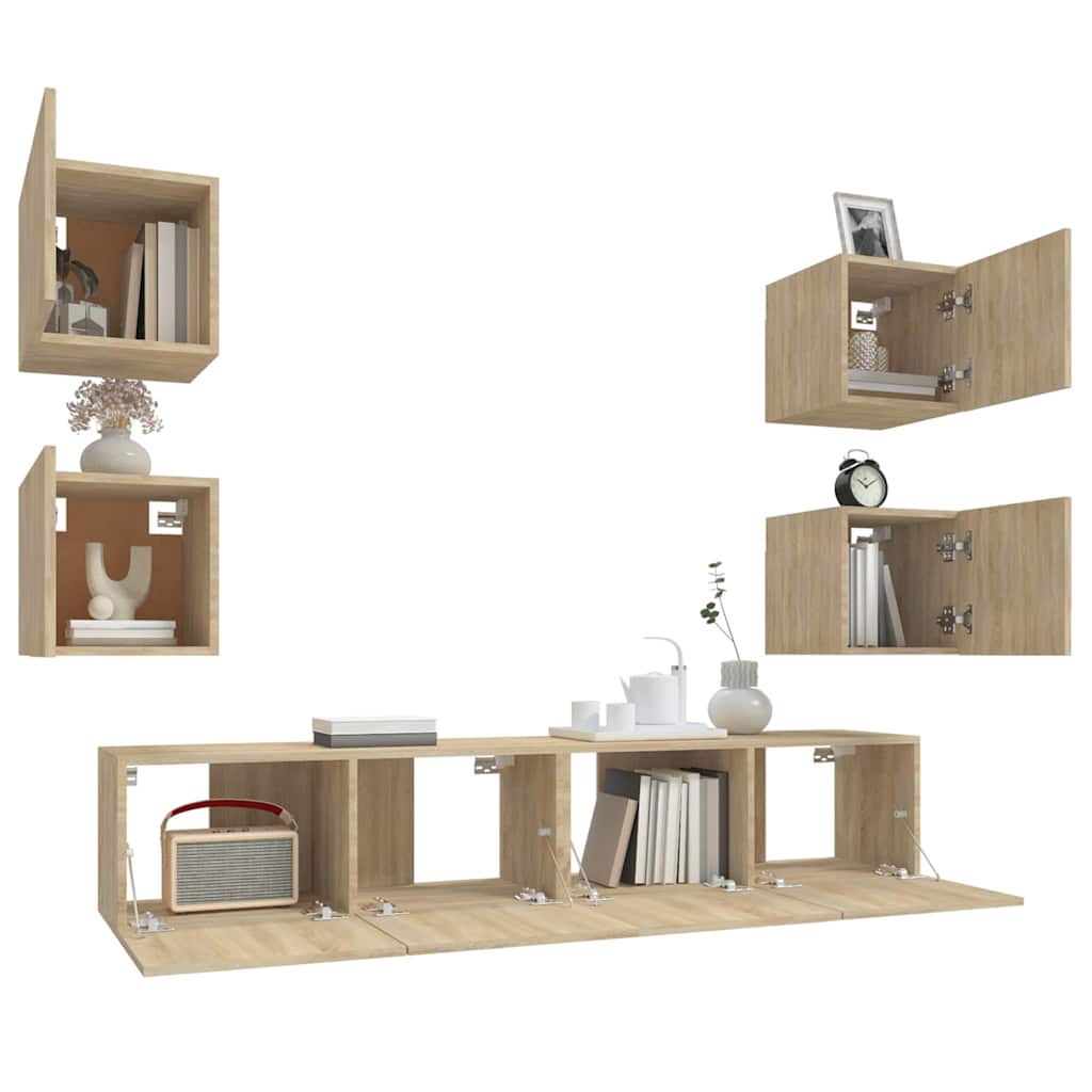 TV Cabinet Set Engineered Wood 6 pcs 80 cm