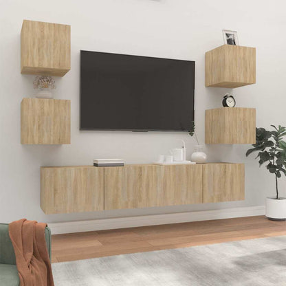 TV Cabinet Set Engineered Wood 6 pcs 80 cm
