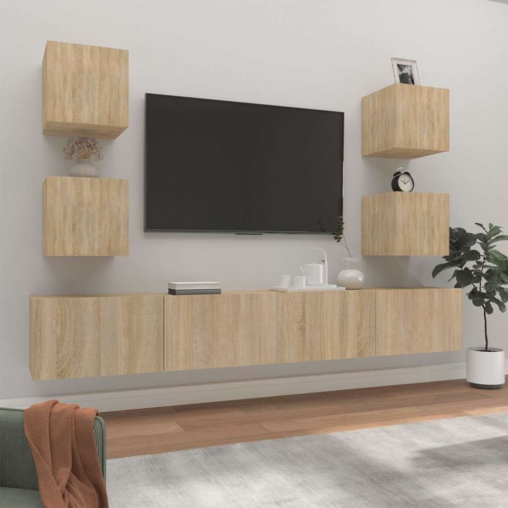 TV Cabinet Set Engineered Wood 6 pcs 100 cm
