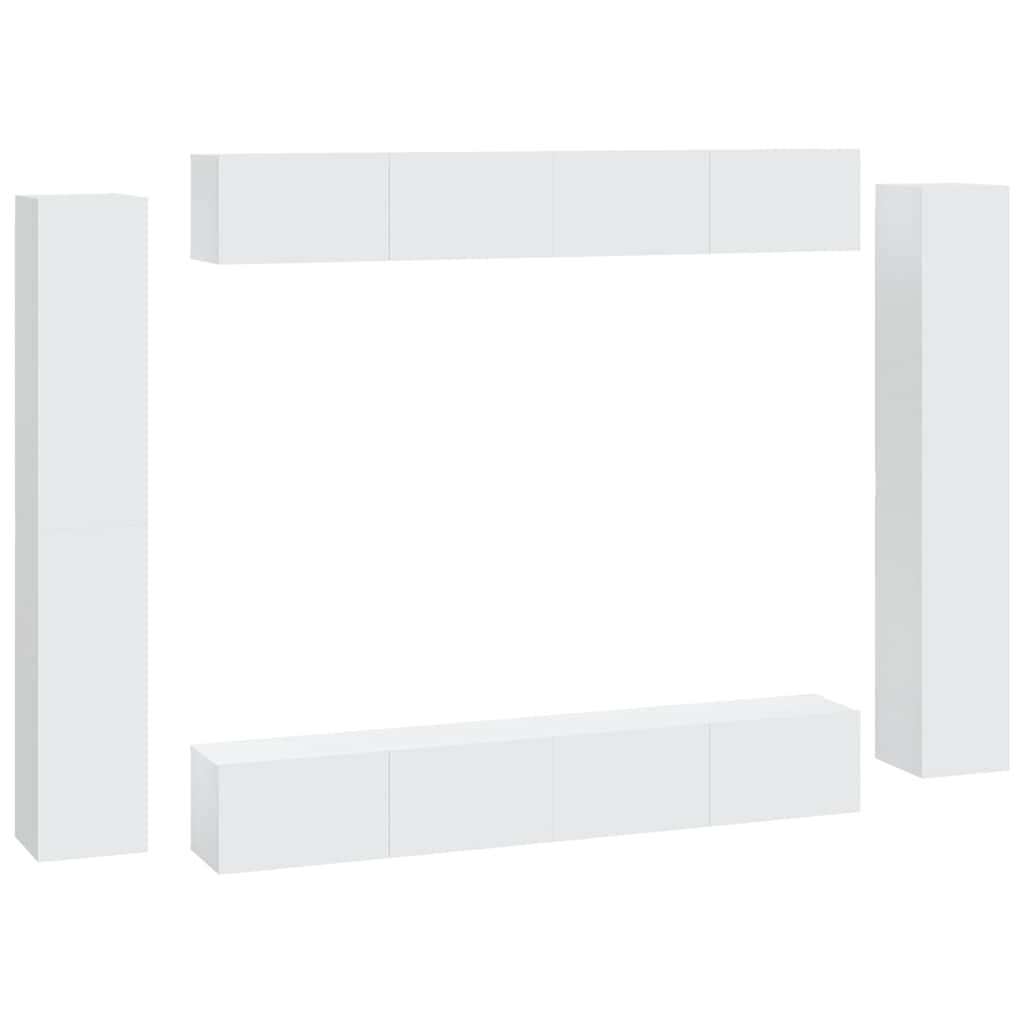 vidaXL 8 Piece TV Cabinet Set White Engineered Wood 2