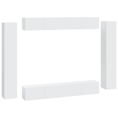 vidaXL 8 Piece TV Cabinet Set White Engineered Wood 2