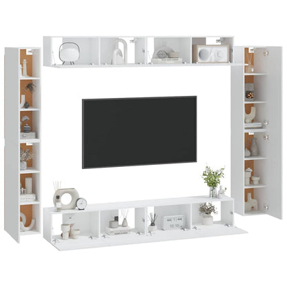 vidaXL 8 Piece TV Cabinet Set White Engineered Wood 3