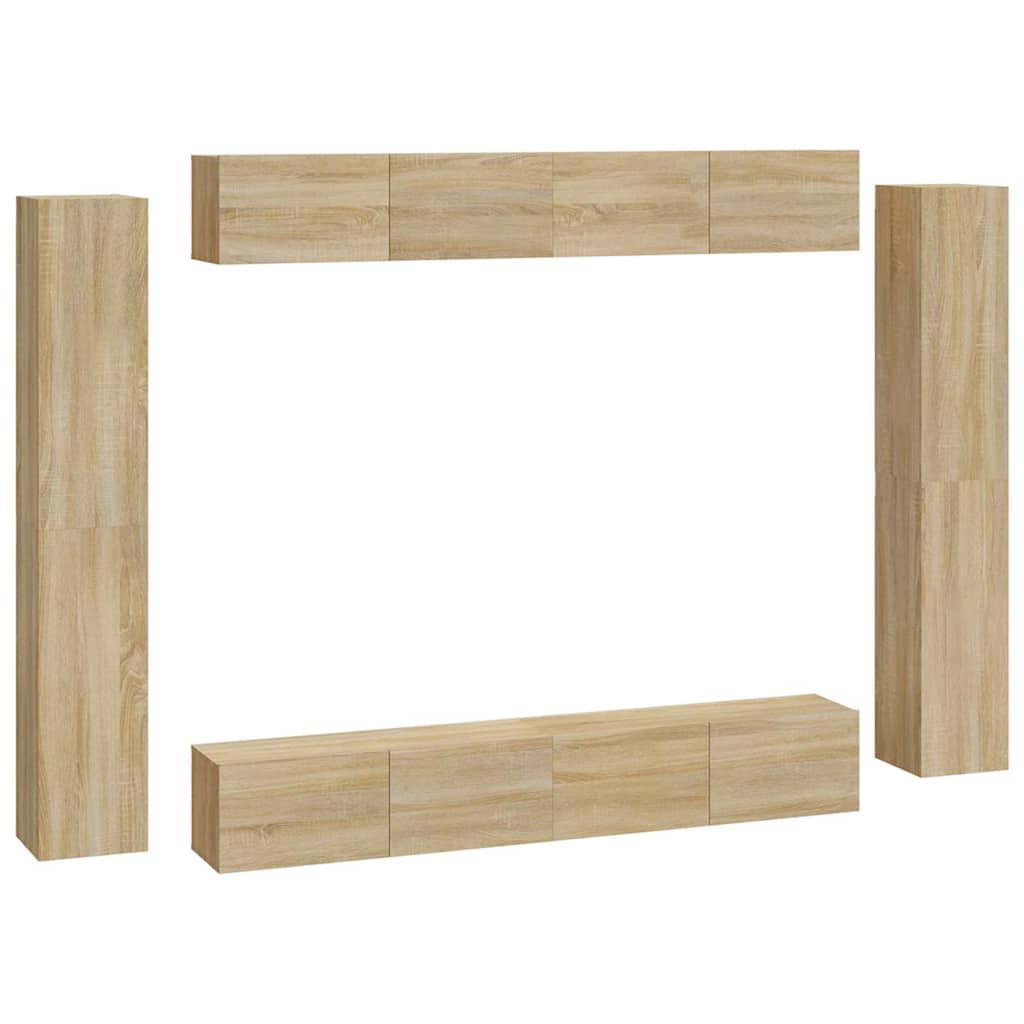 vidaXL 8 Piece TV Cabinet Set Sonoma Oak Engineered Wood 2