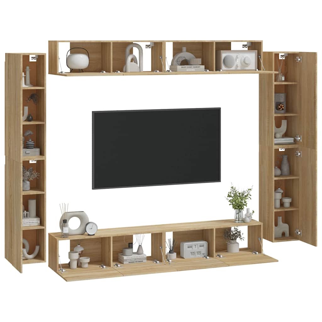 vidaXL 8 Piece TV Cabinet Set Sonoma Oak Engineered Wood 3