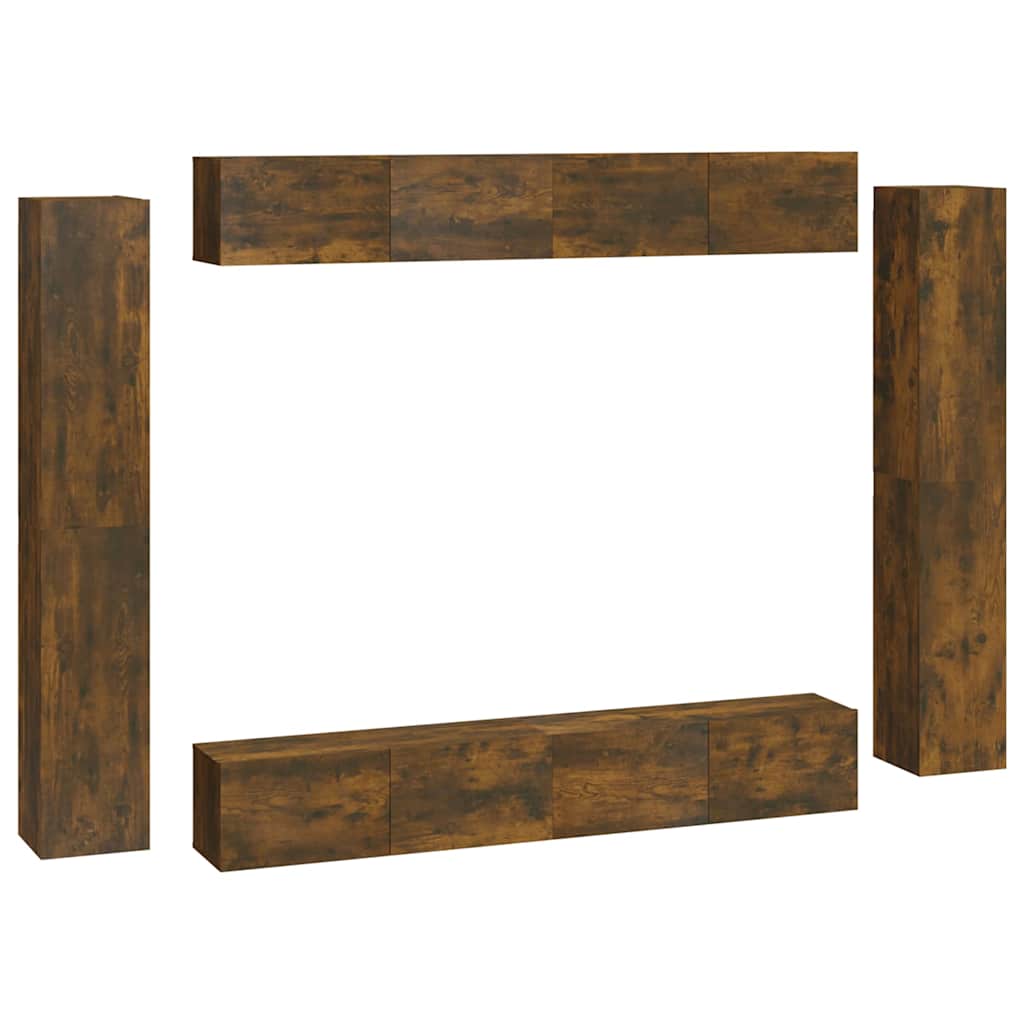 vidaXL 8 Piece TV Cabinet Set Smoked Oak Engineered Wood 2