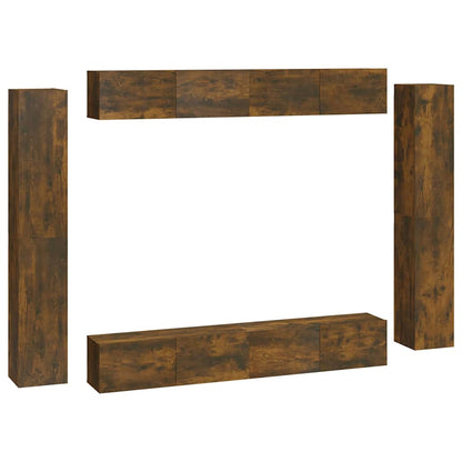 vidaXL 8 Piece TV Cabinet Set Smoked Oak Engineered Wood 2