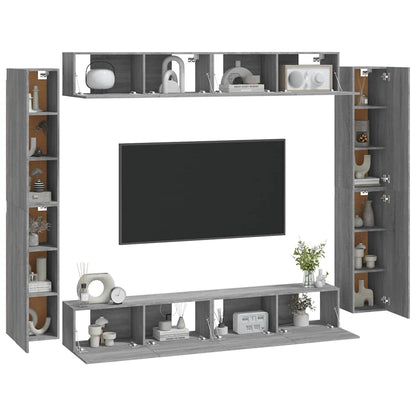 vidaXL 8 Piece TV Cabinet Set Grey Sonoma Engineered Wood 3