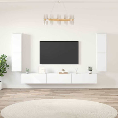 7 Piece TV Cabinet Set Engineered Wood White
