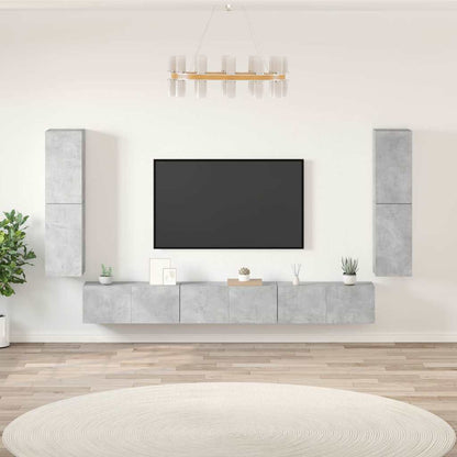 7 Piece TV Cabinet Set Engineered Wood Concrete grey