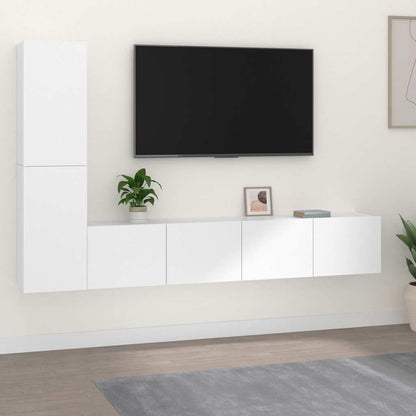 4 Piece TV Cabinet Set Engineered Wood White 80 cm