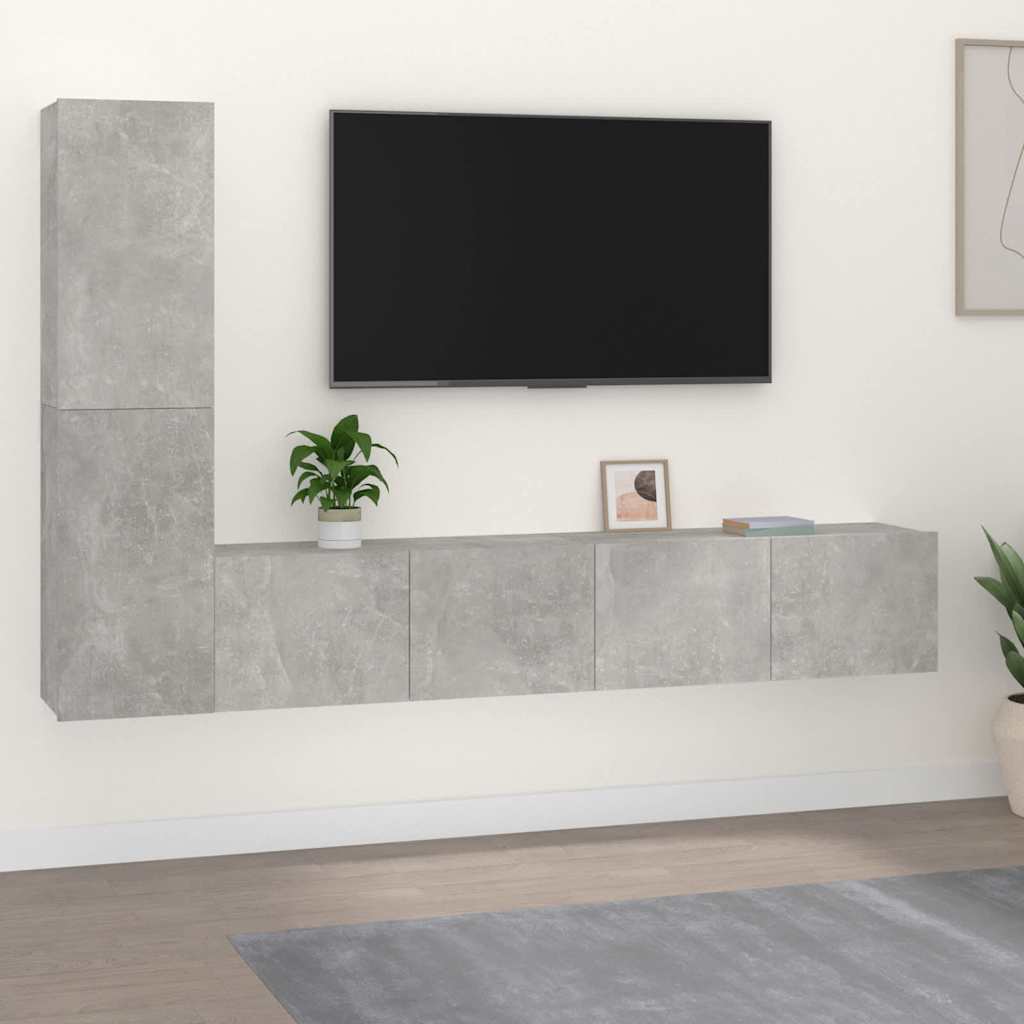 4 Piece TV Cabinet Set Engineered Wood Concrete grey 80 cm