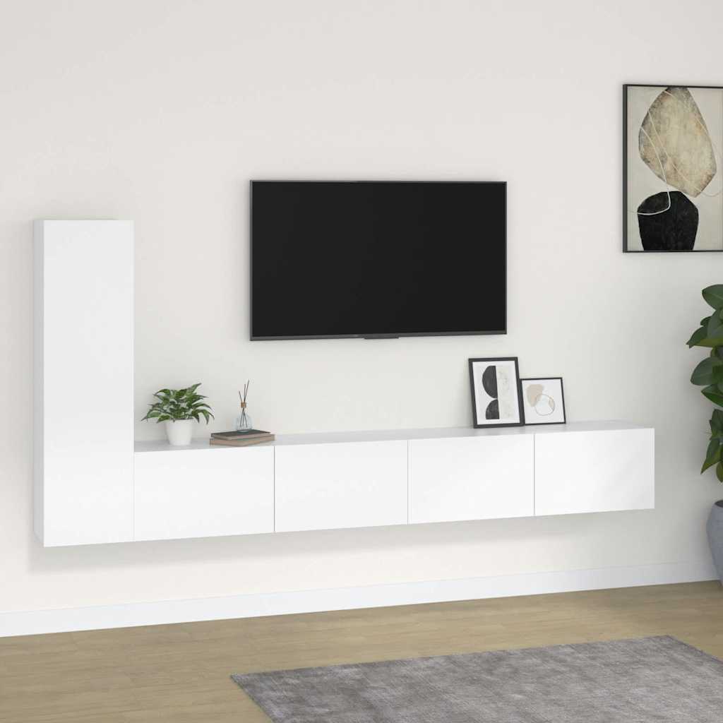 4 Piece TV Cabinet Set Engineered Wood White 100 cm
