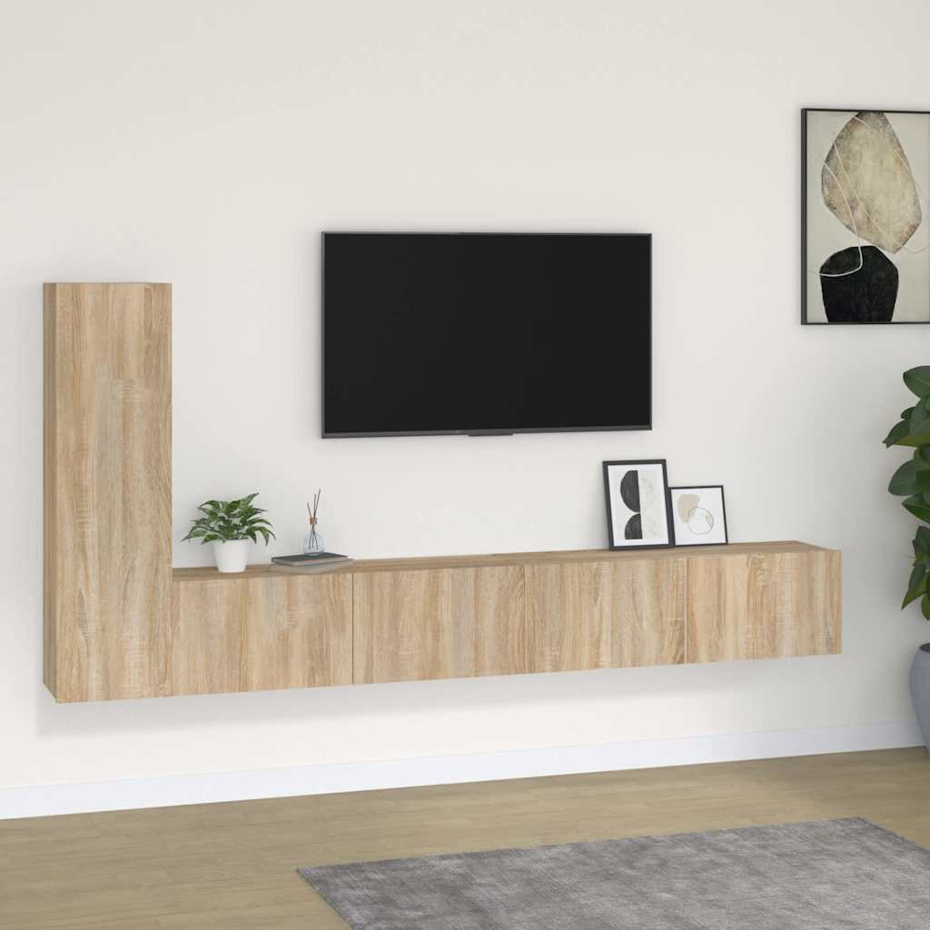 4 Piece TV Cabinet Set Engineered Wood Sonoma oak 100 cm