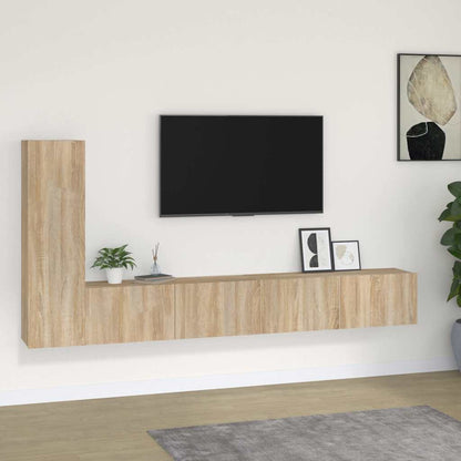 4 Piece TV Cabinet Set Engineered Wood Sonoma oak 100 cm