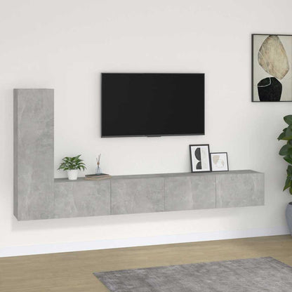 4 Piece TV Cabinet Set Engineered Wood Concrete grey 100 cm