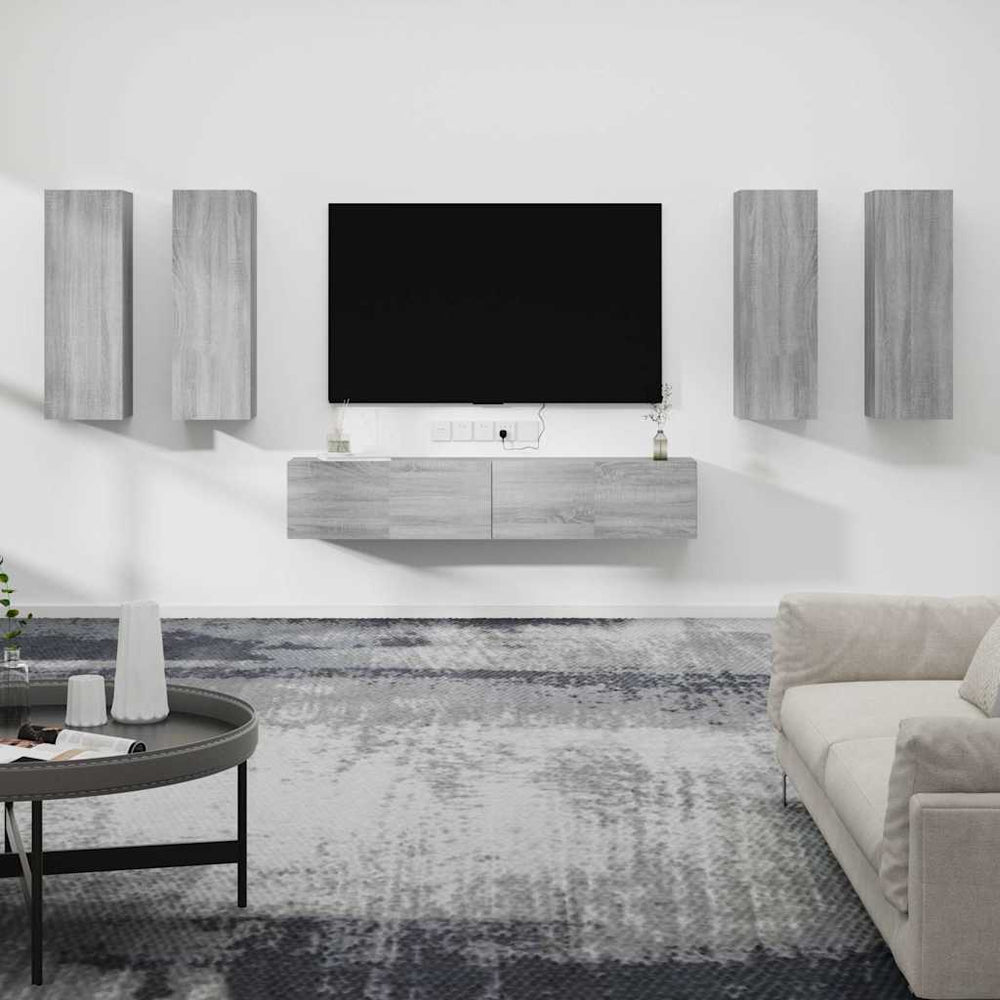 vidaXL 6 Piece TV Cabinet Set Engineered Wood