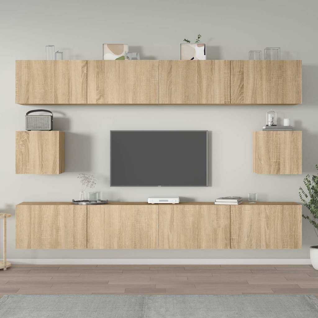 6 Piece TV Cabinet Set Engineered Wood 100 cm