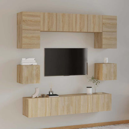 8 Piece TV Cabinet Set Engineered Wood Width 80 cm Sonoma oak